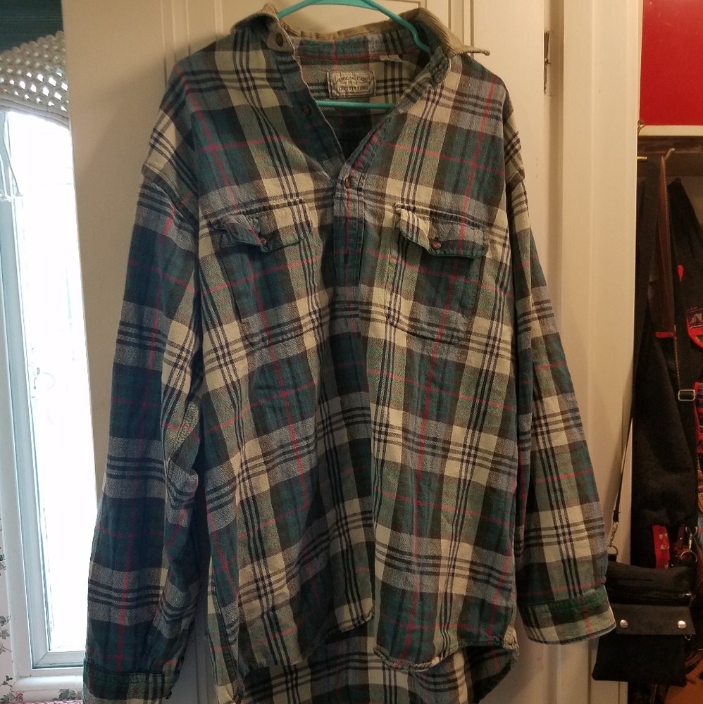 Vintage plaid shirt corduroy collar